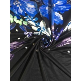 Women'S Plus Size Floral Print V-Neck Mini Dress - Casual Colorblock Design with Short Sleeves, Stretchy Polyester Blend, Perfect for Spring & Summer Outings, Floral Print Dress