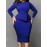 Plus-Size Women's Elegant Slim-Fit Wrap Dress - Navy Blue Pencil Skirt & A-Line Silhouette, Structured Waist-Cinching Office Church Wedding Guest Dress, Machine Washable Work Attire (No) for Year-Round Wear