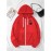 Women's 'I'm Fine, Everything's Fine' Letter and Cat Print Hooded Zipper Jacket- Long Sleeve Casual Sportswear with Pockets, Machine Washable, Bright Pink for Autumn and Winter