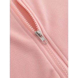 Women'S Light Pink Celestial Night Sky Hooded Jacket - Stretch All-Season Coat with Moon & Stars Back Print, Bohemian-Inspired Design, Machine Washable Casual Outerwear, Drawstring Hood & Long Sleeves for Everyday to Special Occasions (No Belt Requi