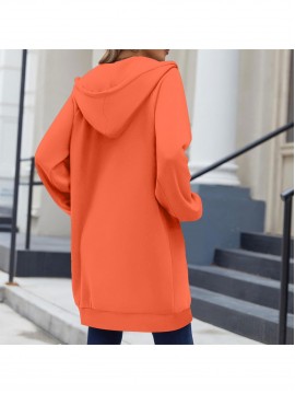 Women's Full-Zip Hooded Fleece Jacket - Double Zipper Winter Coat, Hooded Collar & H-Line Silhouette, Thick Warm Outerwear for Skiing, Snowboarding, Casual Wear - Machine Washable (No Belt) - All-Season Fleece Sweater