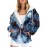 Blue And Golden Marbled Zip-Up Hoodie for Women - Features an Adjustable Drawstring, Breathable Medium-Stretch Fabric, an All-Over Marbled Design, And Is Machine Washable. Ideal for Layering in Spring And Fall, This Casual Jacket Suits Both Casual A