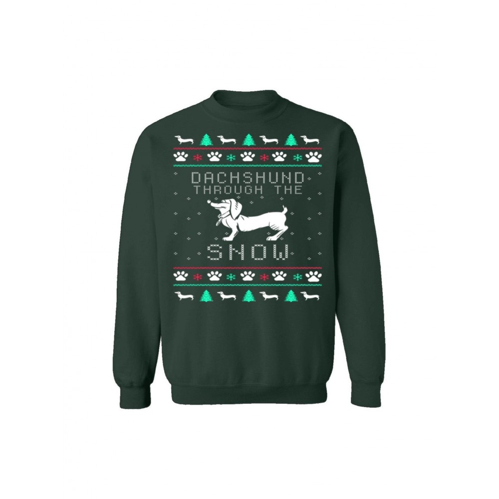 Dachshund Through The Snow Sweatshirt, Funny Dog Lover Christmas Sweater, Holiday Gift For Pet Owners, Cute Winter Outfit