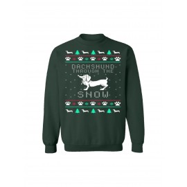 Dachshund Through The Snow Sweatshirt, Funny Dog Lover Christmas Sweater, Holiday Gift For Pet Owners, Cute Winter Outfit