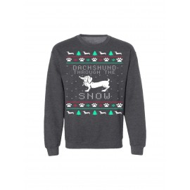 Dachshund Through The Snow Sweatshirt, Funny Dog Lover Christmas Sweater, Holiday Gift For Pet Owners, Cute Winter Outfit