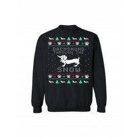 Dachshund Through The Snow Sweatshirt, Funny Dog Lover Christmas Sweater, Holiday Gift For Pet Owners, Cute Winter Outfit