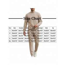 Men Casual Fashion Solid High Neck Knit Long Sleeved Warm Set Stand Collar Tops