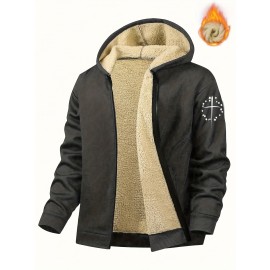 Men's Simple Printed Jacket, Everyday Coat, Seasonal Fashion, Stylish Outerwear, Trendy Coat, Warm Material, Lightweight Jacket, Printed Outerwear, Men's Fashion