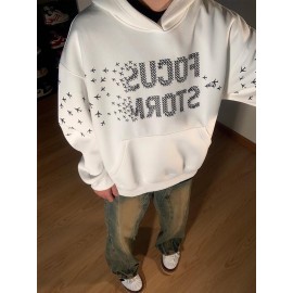 Creative American letter  printed hoodie high street sweatshirt design loose and lazy long sleeve top for men and women, Couple outfit