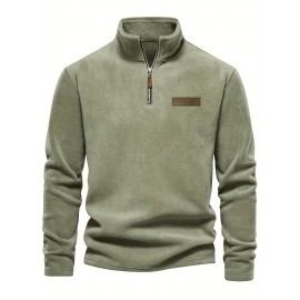 New Half-Zip Men's Top, Stand Collar Half-Zip Long Sleeve Pullover