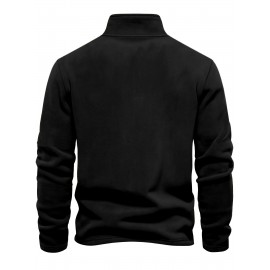 New Half-Zip Men's Top, Stand Collar Half-Zip Long Sleeve Pullover