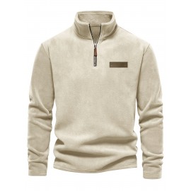 New Half-Zip Men's Top, Stand Collar Half-Zip Long Sleeve Pullover