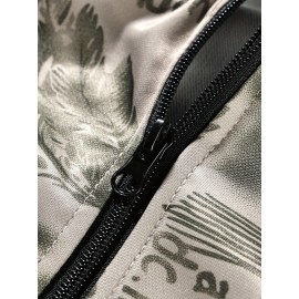 Men's Spring/Summer Baseball Collar Jacket, Lock Edge Lightweight Jacket, Knitted Polyester Braid Micro Elastic Feather Printed Jacket, Lightweight Fashion Casual Jacket, College Style Jacket