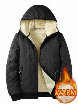 1pc - Men'S Hooded Long-Sleeve Jacket for Autumn/Winter, Featuring a Plush Lining, Ideal for Casual Wear with Pockets, Perfect for Outdoor Activities, Daily Commuting, Running, Fitness, Travel, Hiking, Work Attire, And As Gifts