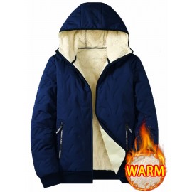 1pc - Men'S Hooded Long-Sleeve Jacket for Autumn/Winter, Featuring a Plush Lining, Ideal for Casual Wear with Pockets, Perfect for Outdoor Activities, Daily Commuting, Running, Fitness, Travel, Hiking, Work Attire, And As Gifts