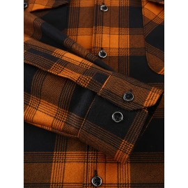 Trendy Men's Plaid Hooded Jacket - Thick Warm, Windproof & Cold-Resistant, Slim Fit, Vintage Style, Black & Red Geometric Pattern, Single-Breasted Button Front, Long Sleeve, Casual & Versatile for Winter Outings, Casual Winter Wear