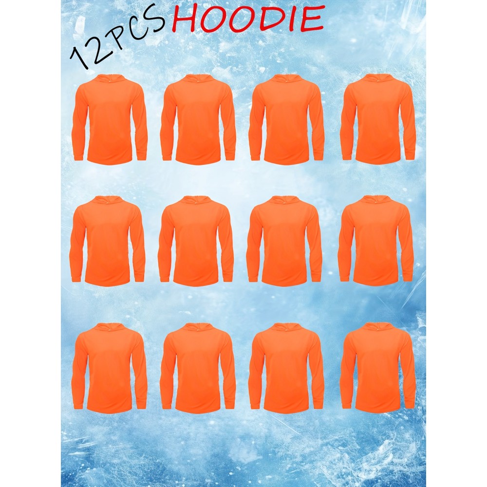 12pcs: Men's Active Casual Hoodie Hiking Fishing Long Sleeve