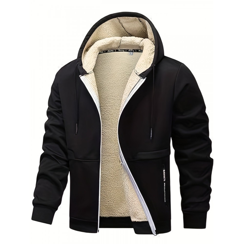Men'S Fleece Lined Hooded Anorak | Thermal Winter Jacket, New Warm Windbreaker, Four-Season Cold Weather Coat, Regular Fit, Fabric