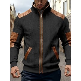 Men'S Jacquard Coat for Fall And Winter, Ideal for Relaxed Outdoor Use, Cardigan Style