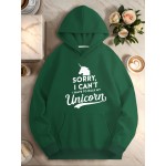 Women's Plus Size Loose Unicorn Hoodie- 
