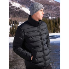 Men'S Stand Collar Thin Jacket | Casual Style, Regular Fit, Filler, Pocket Details, Autumn-Winter Trendy Short Coat