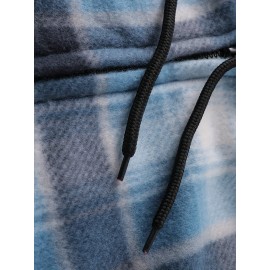Trendy Hooded Plaid Jacket for Men, Perfect for Autumn And Winter, Made with Fleece And Durable Fabric